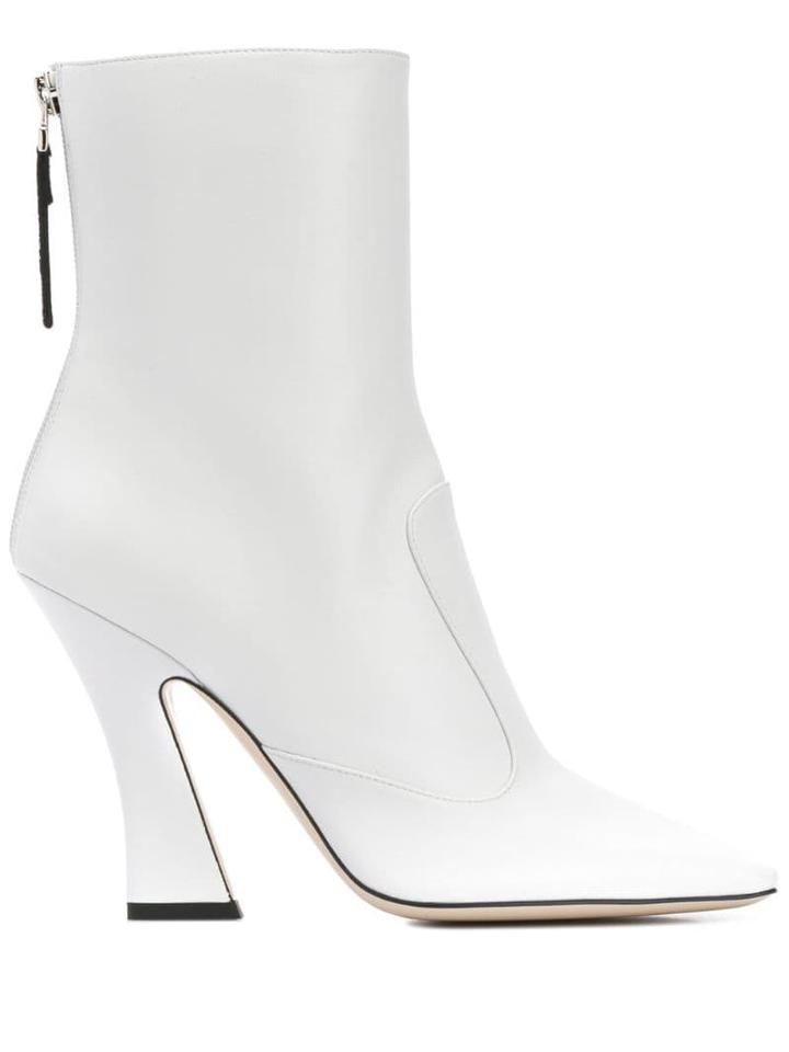 Fendi Logo Tab Boots - White