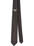 Prada Triangle Logo Gabardine Tie - Black