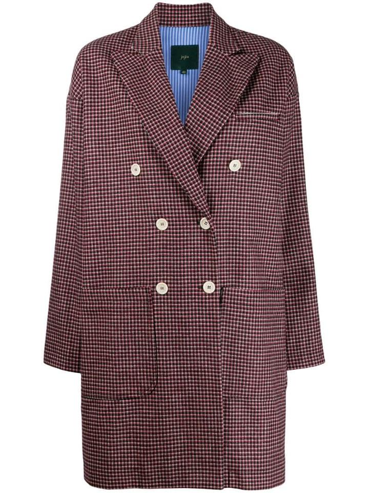 Jejia Double Breasted Check Coat - Black