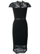 Alice+olivia Lace Insert Midi Dress, Women's, Size: 4, Black, Elastodiene/polyester/acetate