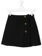 Msgm Kids Ruffled Stripe Mini Skirt - Black