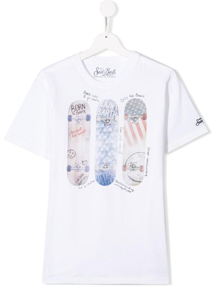Mc2 Saint Barth Kids Teen Skate Print T-shirt - White