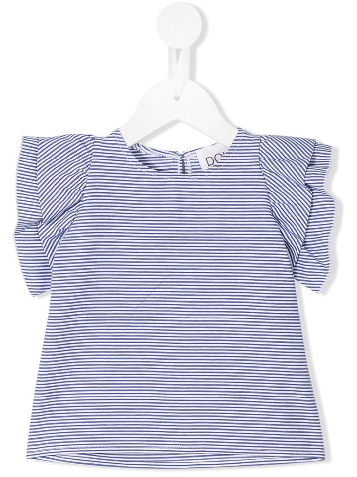Douuod Kids - Ruffle Sleeve Dress - Kids - Cotton/polyamide/spandex/elastane/viscose - 9 Mth, Blue