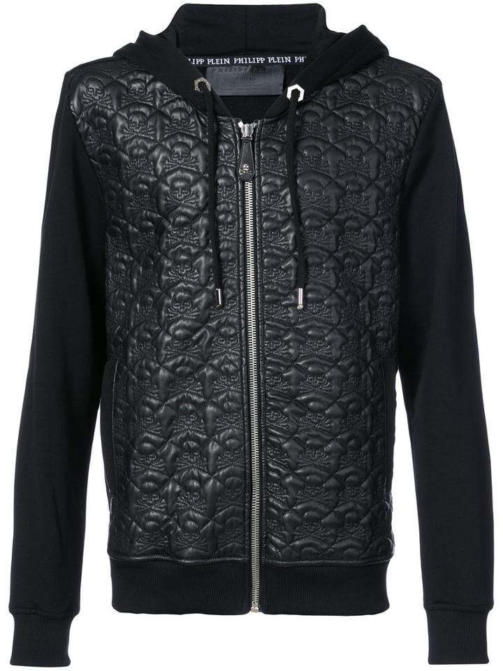 Philipp Plein - Leather Skull Hoodie - Men - Cotton/leather/polyester/polyurethane - Xl, Black, Cotton/leather/polyester/polyurethane