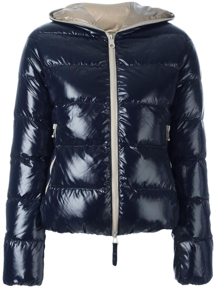 Duvetica Zipped Hooded Jacket, Women's, Size: 44, Blue, Feather Down/polyamide
