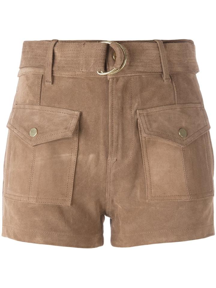Frame Denim Patch Pockets Mid-rise Shorts