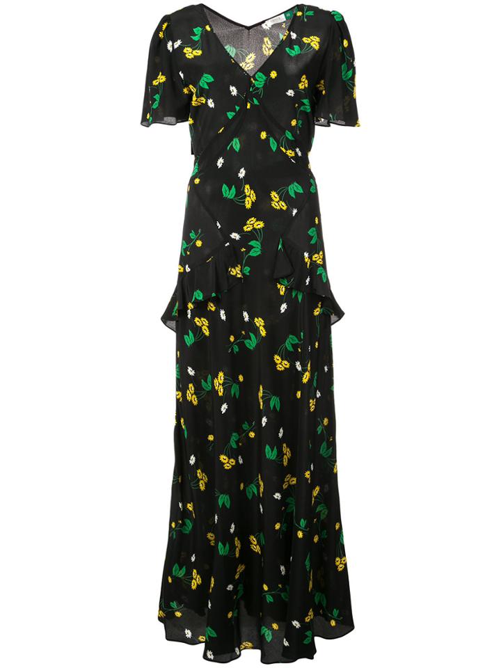 Rixo London Floral Flared Maxi Dress - Black