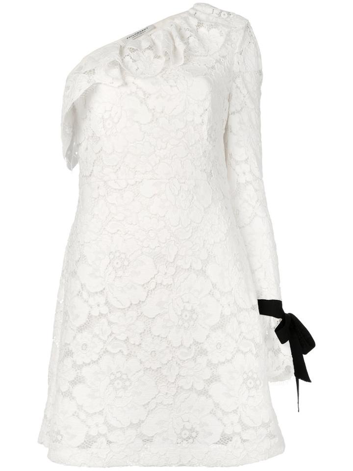 Philosophy Di Lorenzo Serafini - One-shoulder Lace Dress - Women - Cotton/polyamide/polyester/cupro - 38, White, Cotton/polyamide/polyester/cupro