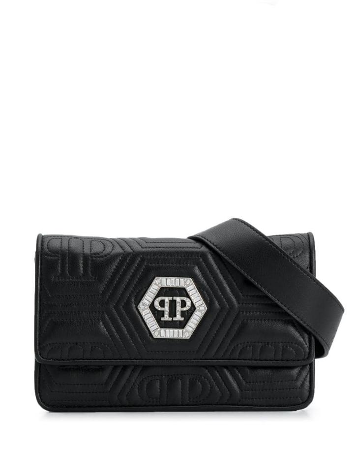 Philipp Plein Crystal Logo Shoulder Bag - Black