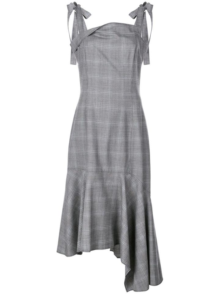 Adeam Check Asymmetric Midi Dress - Grey