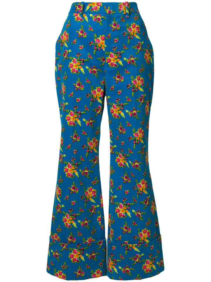 Gucci Cropped Floral Flares - Blue