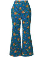Gucci Cropped Floral Flares - Blue