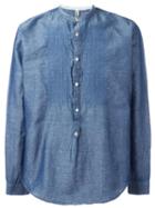 Dnl Embroidered Shirt, Men's, Size: 40, Blue, Linen/flax/cotton