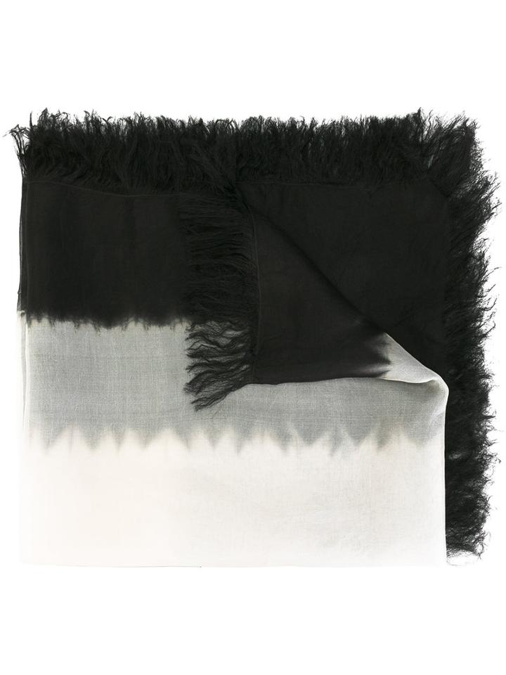 Suzusan Frayed Edge Scarf, Black, Silk