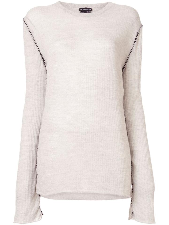 Ann Demeulemeester Contrast Stitching Knitted Top - Grey