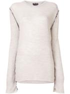 Ann Demeulemeester Contrast Stitching Knitted Top - Grey