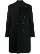 Lardini Double-breasted Coat - Black