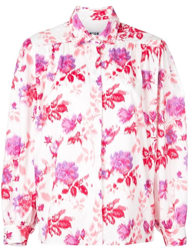 Msgm Floral Button-up Shirt - White