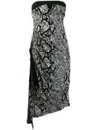 Rewind Vintage Affairs Snakeskin Print Asymmetric Dress - Black