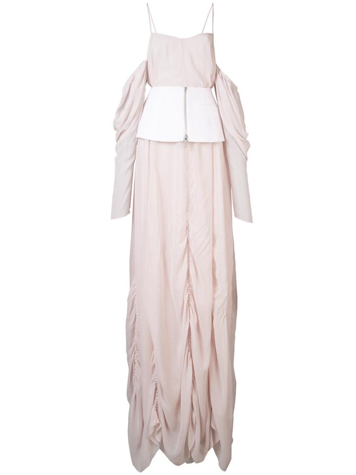 Vera Wang Off The Shoulder Draped Gown - Pink & Purple