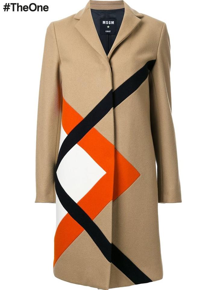 Msgm Graphic Single Breasted Coat, Women's, Size: 44, Brown, Polyamide/wool
