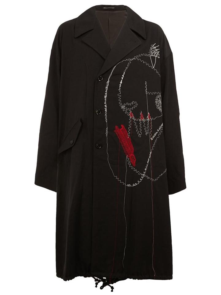 Yohji Yamamoto Embroidered Oversized Coat