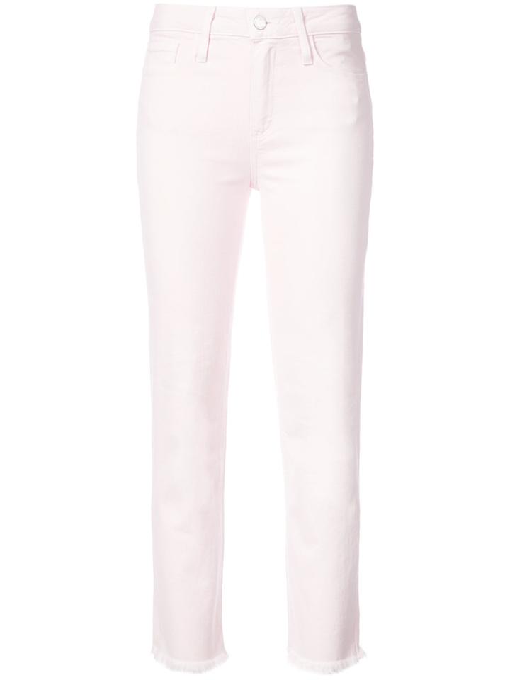Paige Hoxton High Rise Cropped Jeans - Pink & Purple