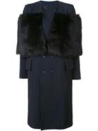 Toga Furred Panel Coat, Women's, Size: 38, Black, Nylon/polyurethane/wool/sheep Skin/shearling