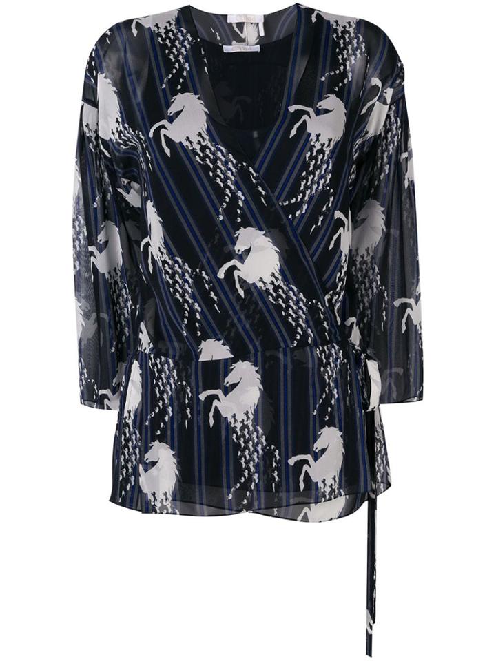 Chloé Horse Tulle Blouse - Blue