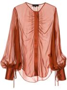 Lee Mathews Sheer Long Sleeve Blouse - Orange