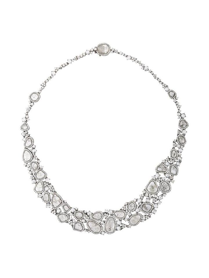 Saqqara 18kt White Gold And Diamond Necklace, Women's, Metallic