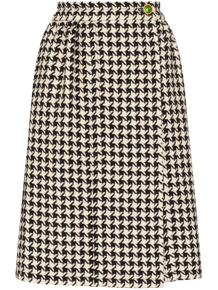 Gucci Pleated Houndstooth High-waisted Skirt - White