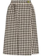 Gucci Pleated Houndstooth High-waisted Skirt - White