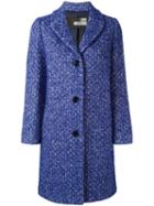 Love Moschino Tweed Buttoned Coat, Women's, Size: 42, Blue, Cotton/polyamide/viscose/virgin Wool