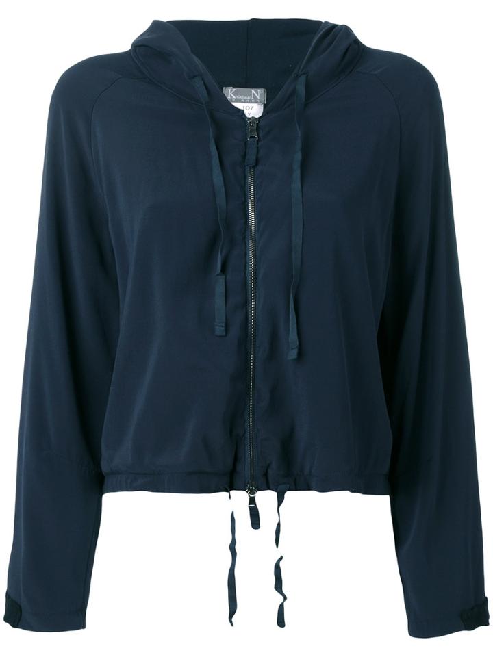 Kristensen Du Nord Cropped Hooded Jacket, Women's, Size: 1, Blue, Silk/spandex/elastane/cotton/cashmere
