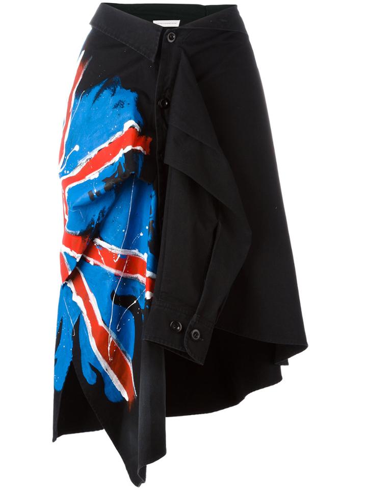 Faith Connexion Hand-painted Flag Shirt Skirt - Black