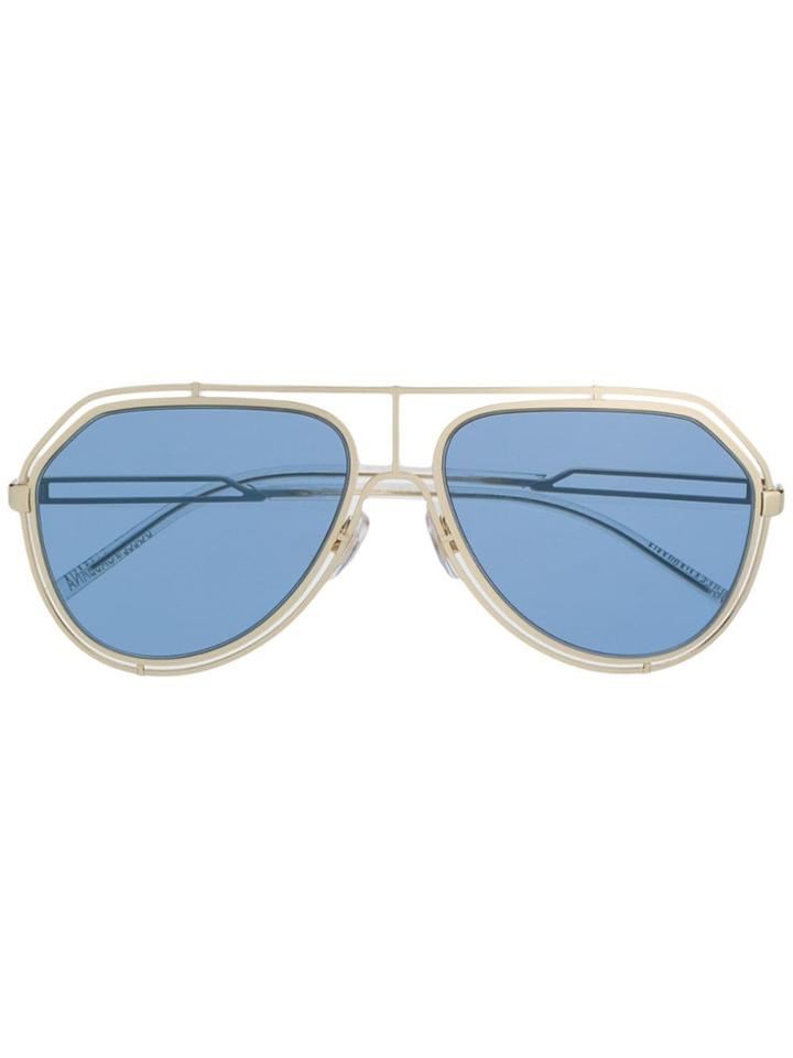 Dolce & Gabbana Eyewear Blue Lens Aviator Sunglasses - Gold