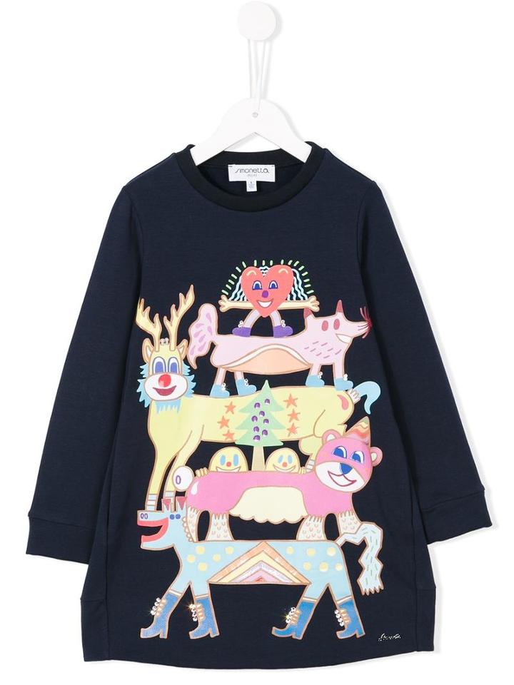 Simonetta Limited Edition 'zosen Bandid' Print Dress, Toddler Girl's, Size: 4 Yrs, Blue