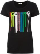 Iceberg Logo Print T-shirt, Women's, Size: 38, Black, Cotton/polyester