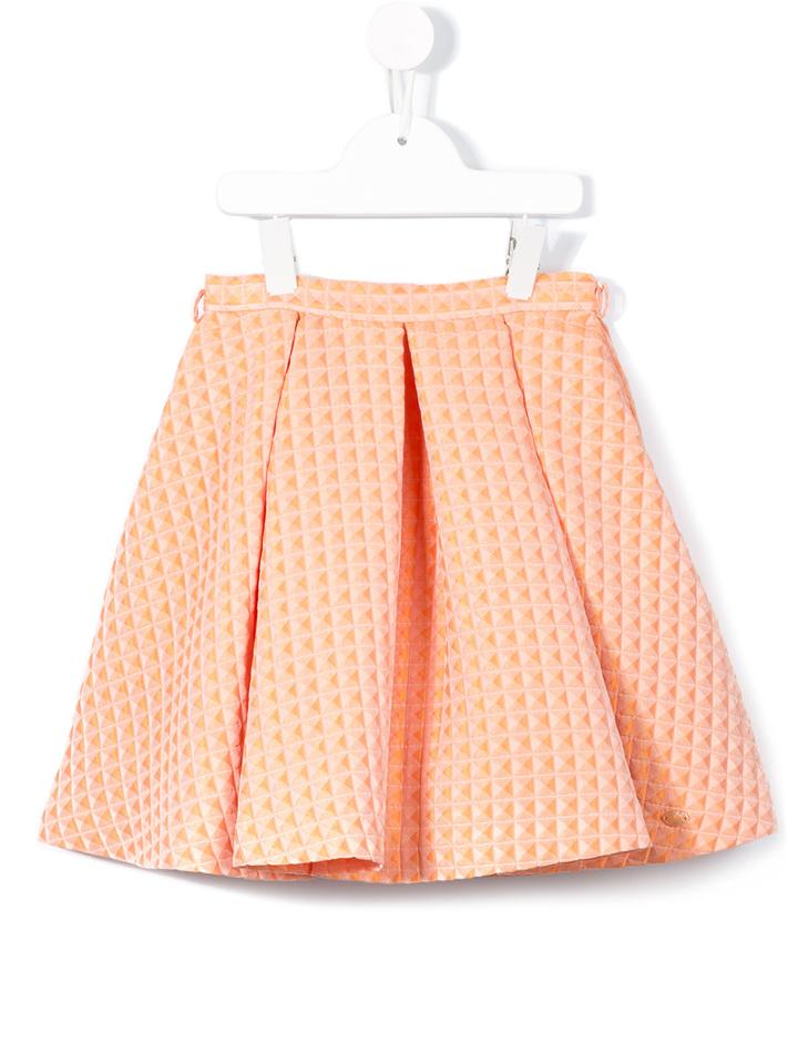Valmax Kids - Cube Print Skater Skirt - Kids - Cotton/acrylic/polyamide/polyester - 6 Yrs, Yellow/orange