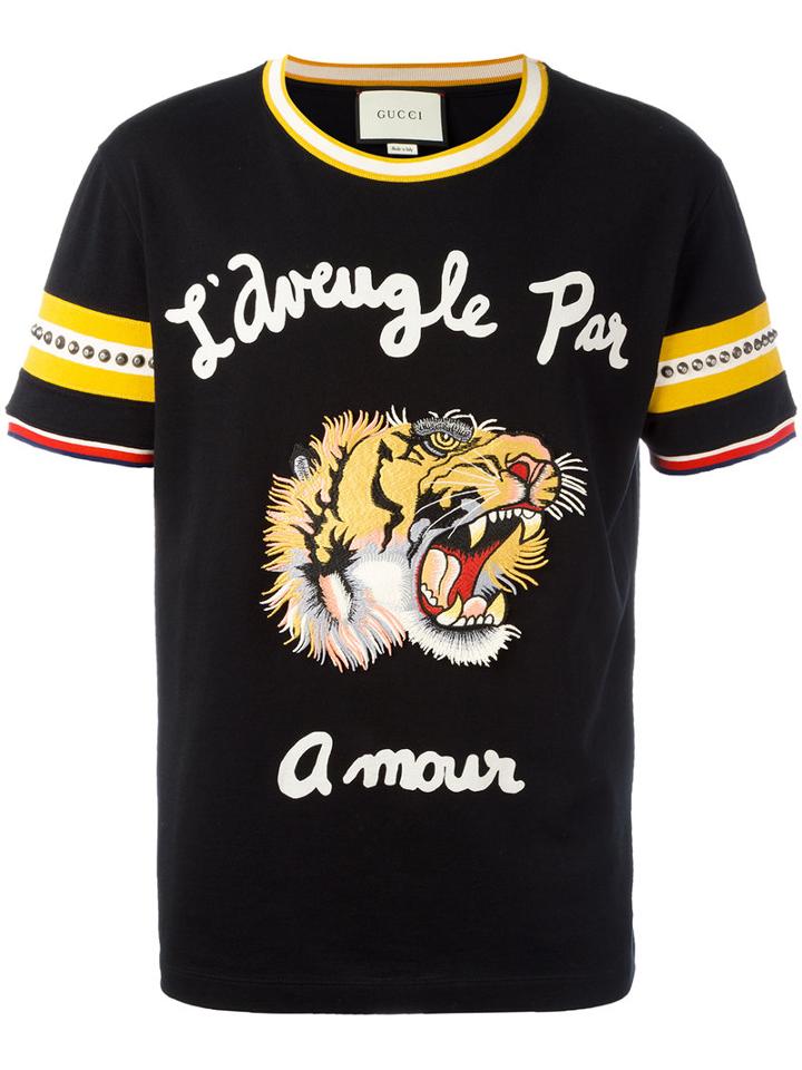 Gucci L'aveugle Par Amour T-shirt, Men's, Size: Small, Black, Cotton/brass/polyester