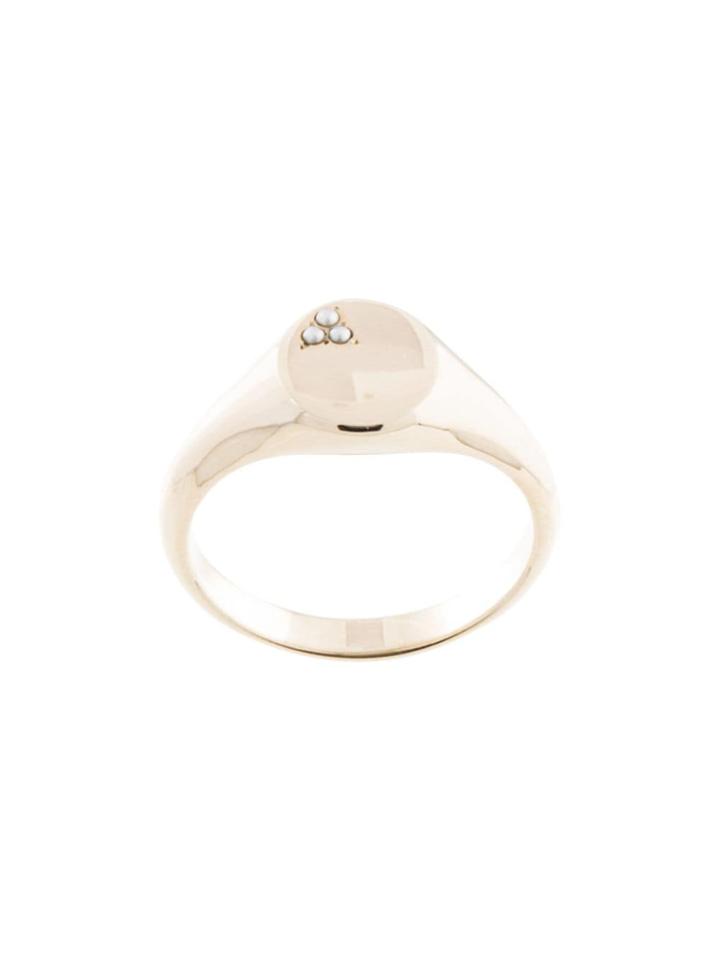 Natalie Marie 9kt Yellow Gold Nami Pearl Signet Ring