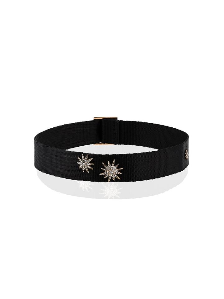 Shay Starburst Grosgrain Choker - Black