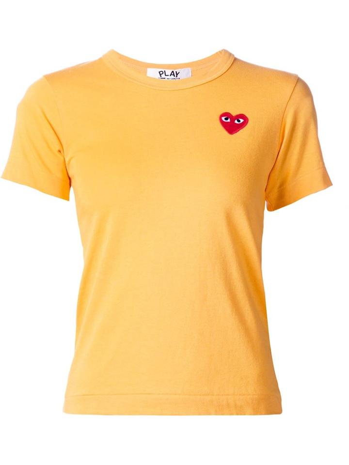 Comme Des Garçons Play Embroidered Heart T-shirt, Women's, Size: Medium, Yellow/orange, Cotton