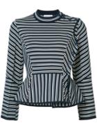 Sonia Rykiel - Striped Flared-hem Top - Women - Cotton/polyester - L, Blue, Cotton/polyester