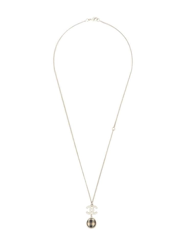 Chanel Pre-owned Checked Cc Necklace - Silver