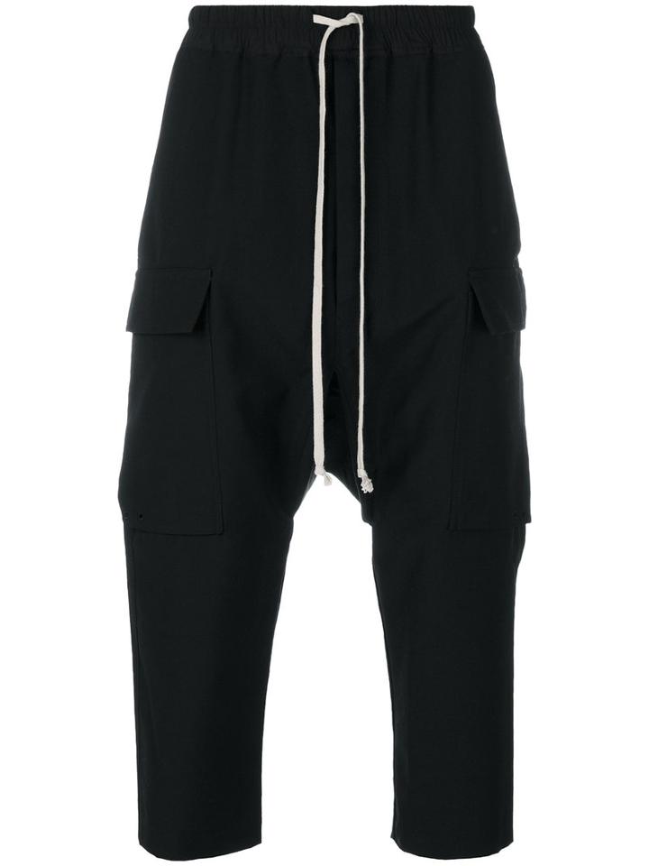 Rick Owens - Cropped Cargo Trousers - Men - Virgin Wool - 48, Black, Virgin Wool