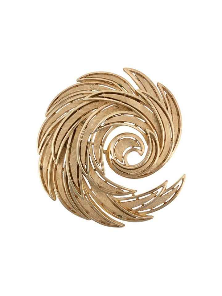 Susan Caplan Vintage Trifari Concentric Wheel Brooch - Metallic