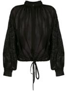 Ann Demeulemeester Embroidered Gathered Blouse - Black