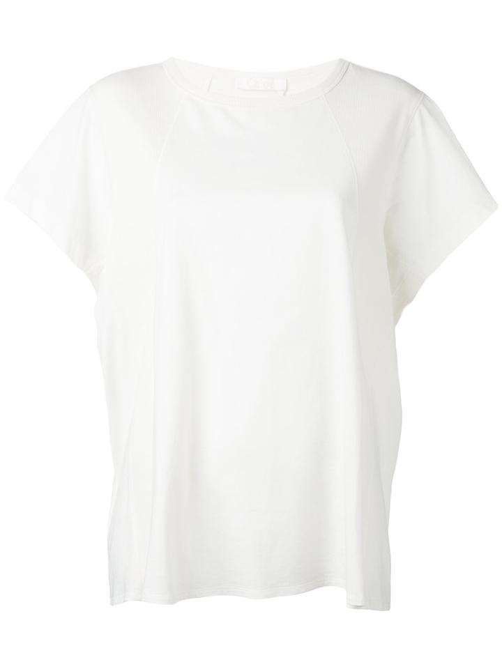 Chloé Ribbed Panel T-shirt, Women's, Size: Medium, White, Cotton